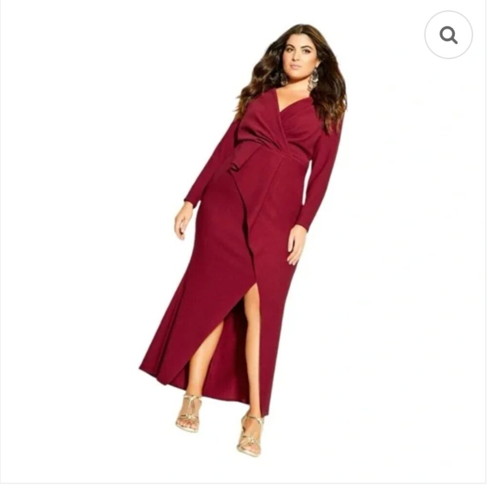 City Chic Maxi One Dream Deep Valentine Red High Low Dress SZ 14 NWT